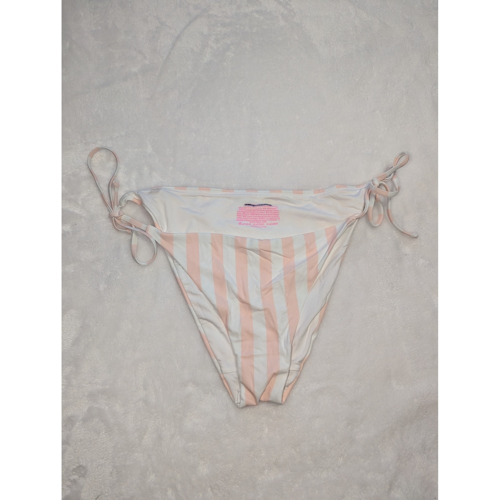 Victoria's Secret Pink White Striped Side Tie Bikini‎ Bottom XL
